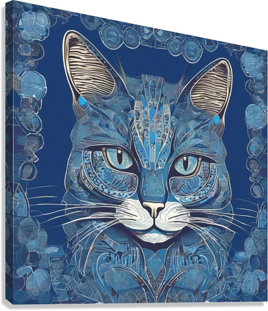 Blue pharaonic cat Canvas Print