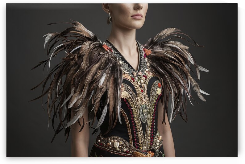 macro texture fragment costume decorated with fea by Iremia Tudor