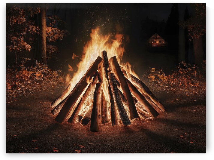 Bonfire of wooden logs a bright fire by Iremia Tudor