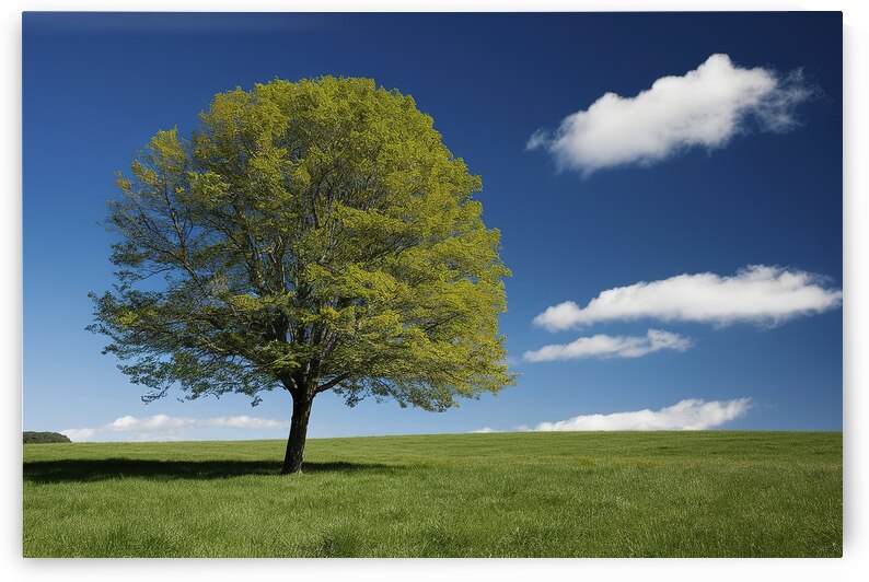 Single tree on green meadow and blue sky bright v 1722616130.5793 by Iremia Tudor