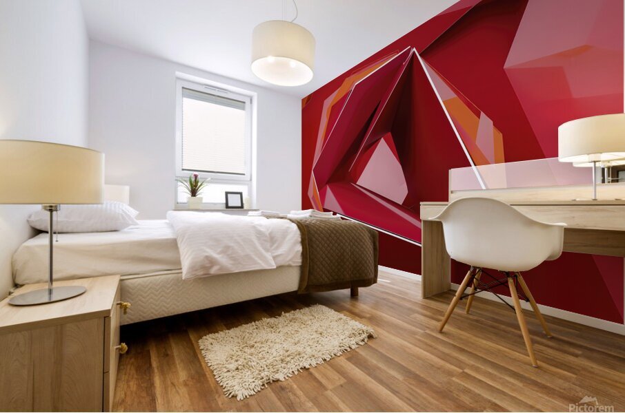 Parametric abstract red shape 3 Mural print