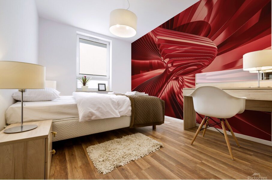 Parametric abstract red shape 4 Mural print
