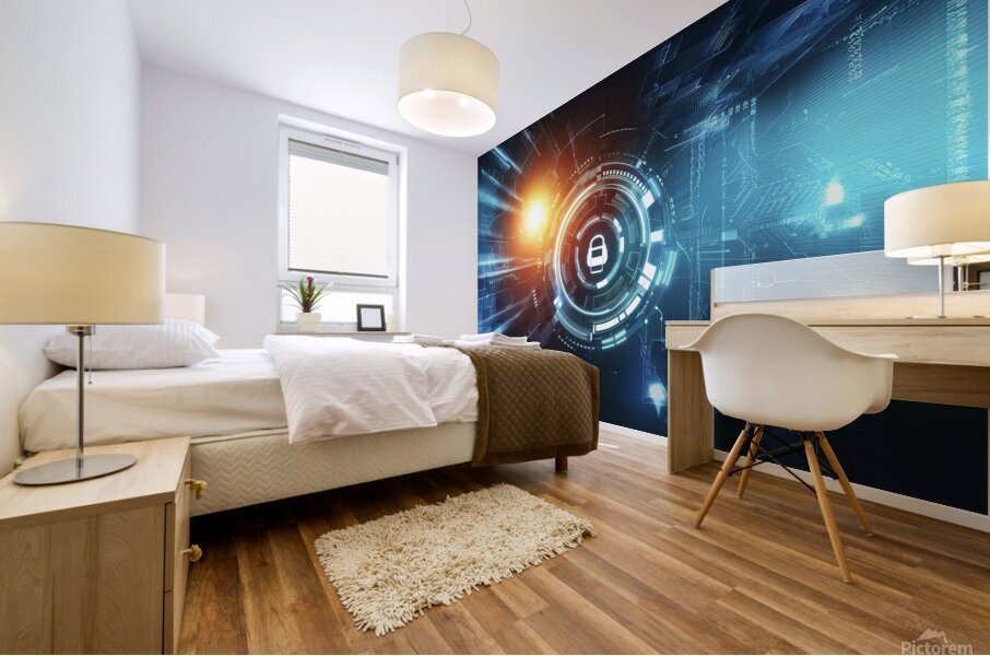 Abstract digital cyber background Big data code m Mural print
