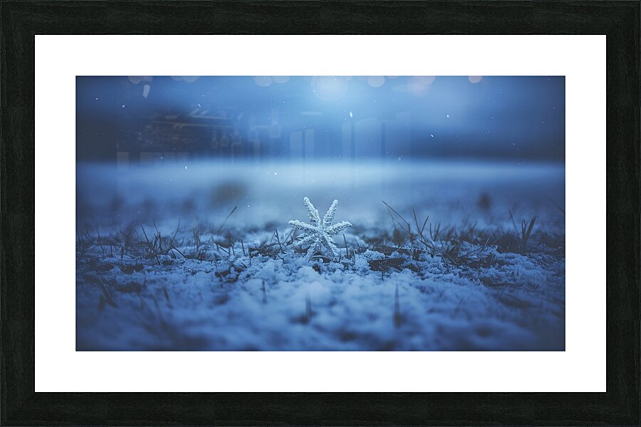 Blue winter snow background Picture Frame print