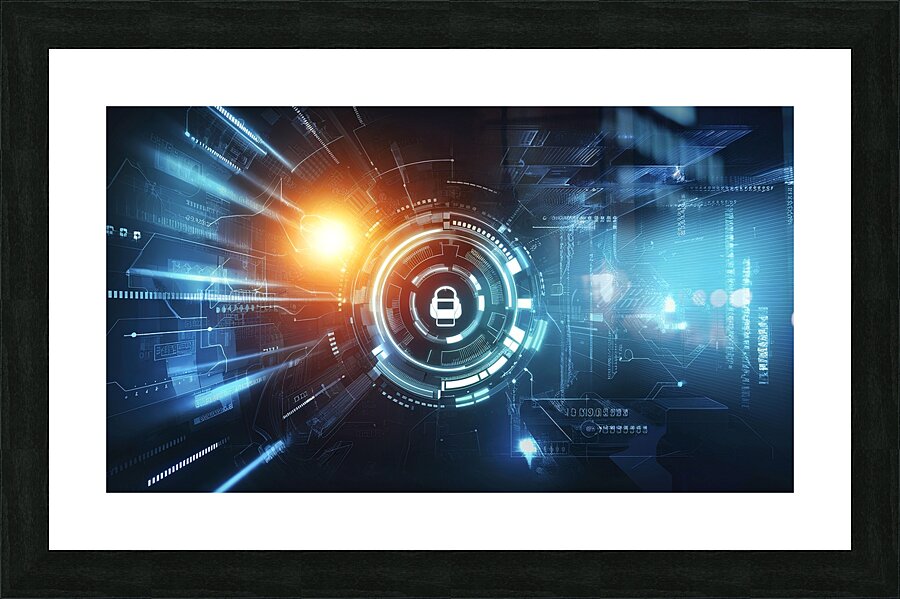 Abstract digital cyber background Big data code m Picture Frame print