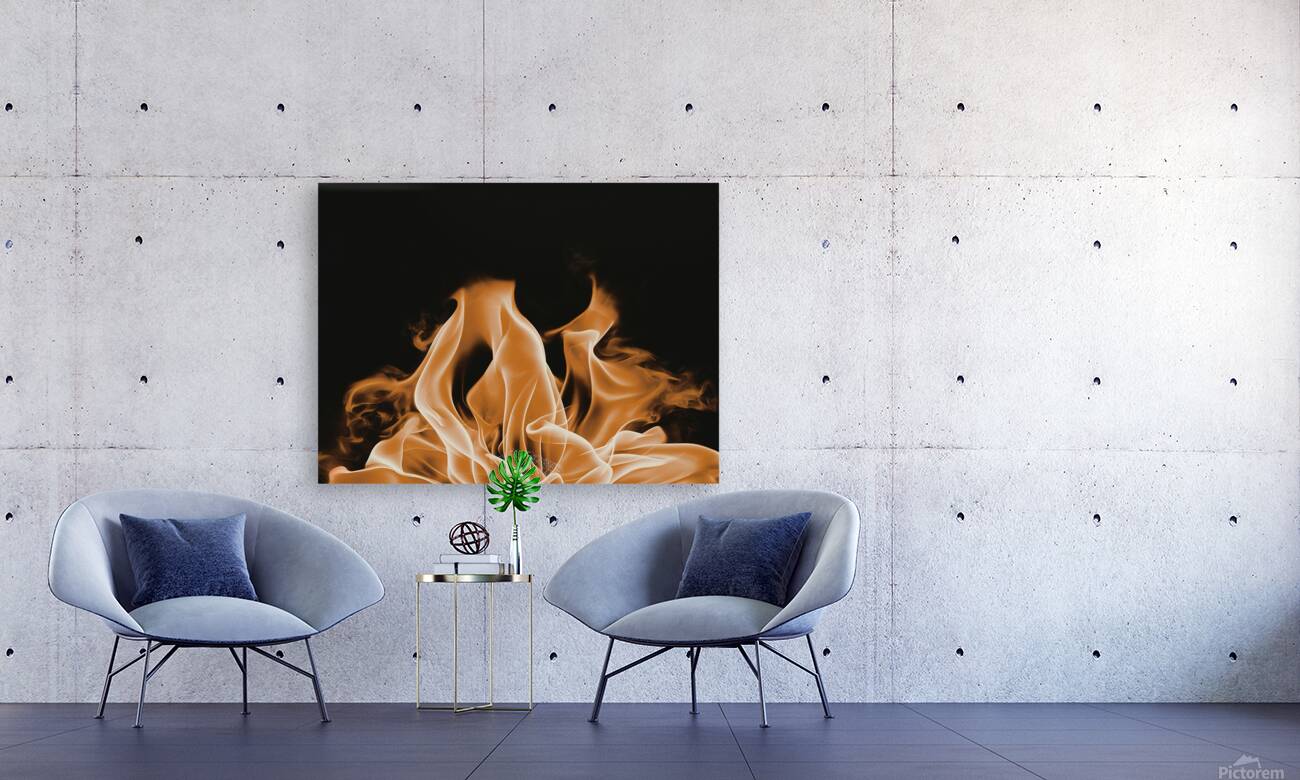 large orange flame on a black background Reproduction