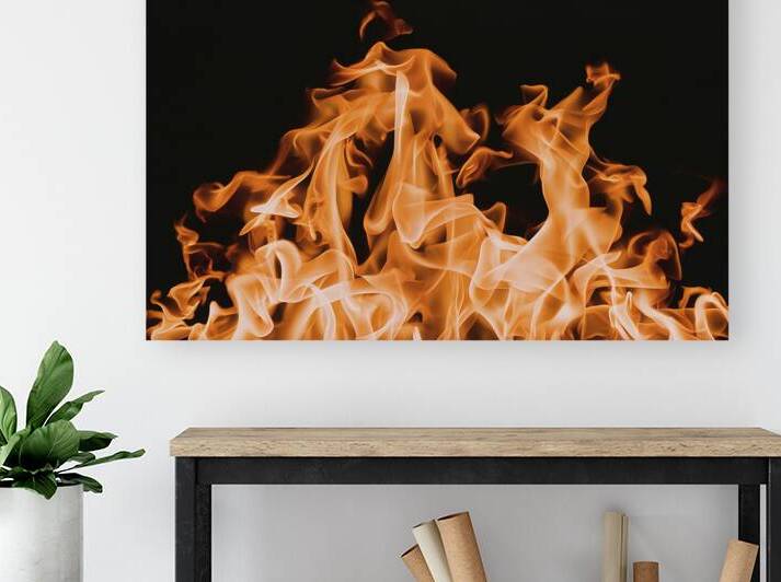 large orange flame on a black background 2 by Iremia Tudor