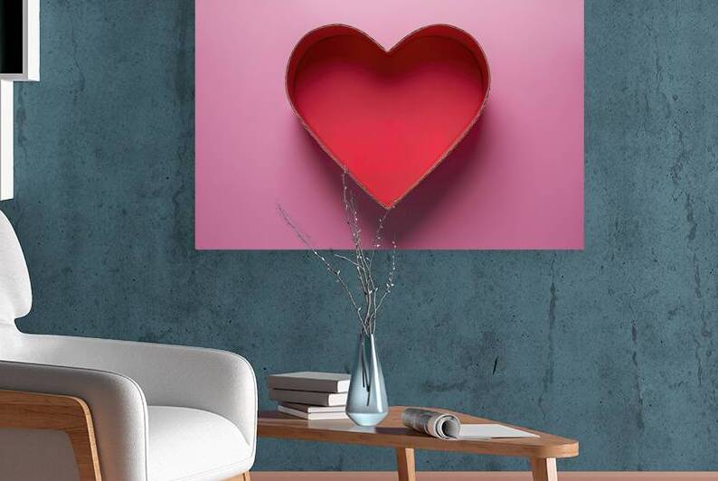 open empty red cardboard box in the form of a hea by Iremia Tudor
