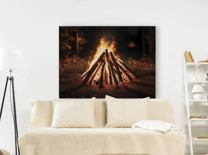 Bonfire of wooden logs a bright fire by Iremia Tudor