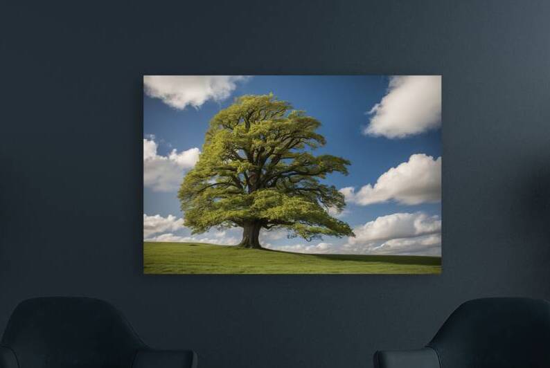Single tree on green meadow and blue sky bright v 1722616128.2126 by Iremia Tudor