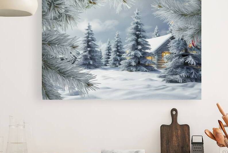 White Christmas background with spruce frosty bru by Iremia Tudor