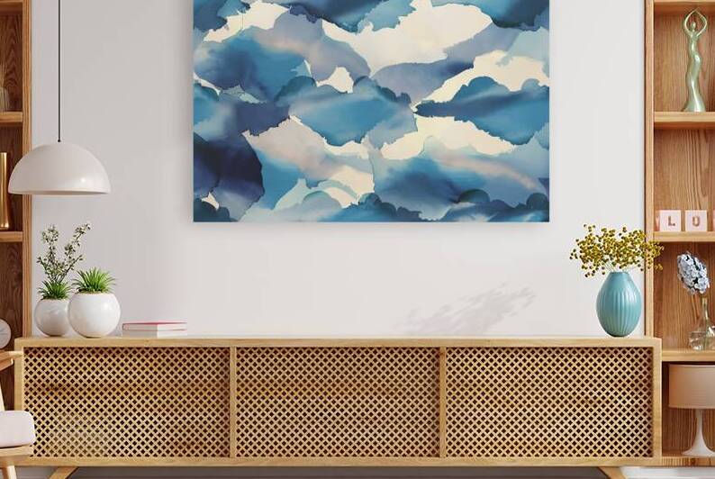 Blue watercolor abstract background by Iremia Tudor
