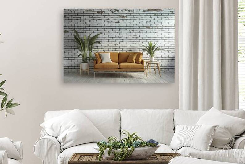 Background of wide white brick wall texture by Iremia Tudor
