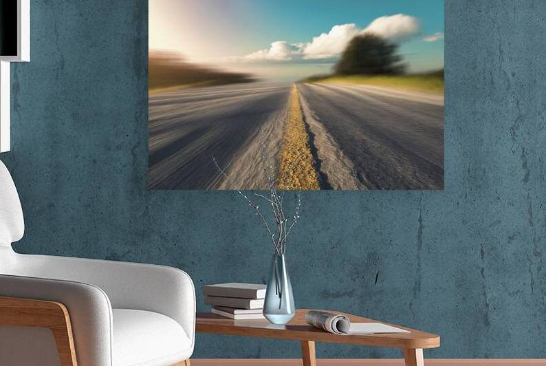 abstract empty asphalt blurry road and sunlight . by Iremia Tudor