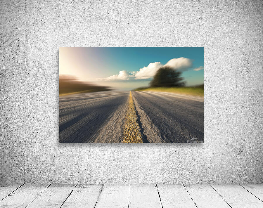 abstract empty asphalt blurry road and sunlight . by Iremia Tudor Wall Art