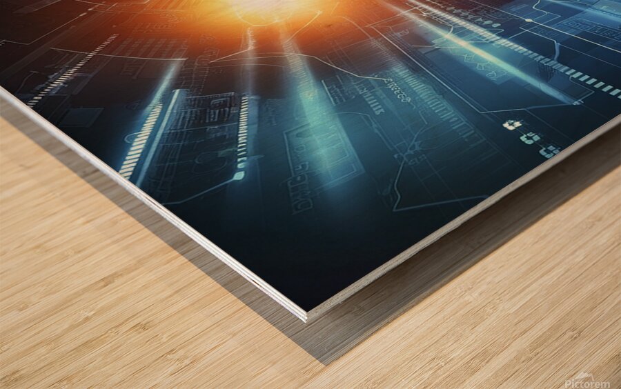 Abstract digital cyber background Big data code m Wood print