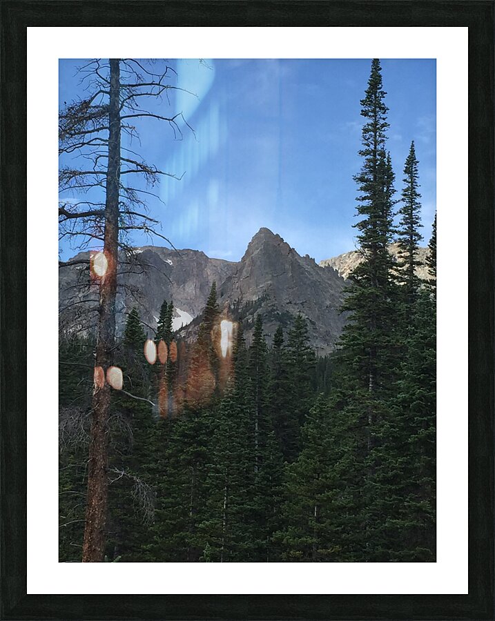Peak Framed by Trees Picture Frame print
