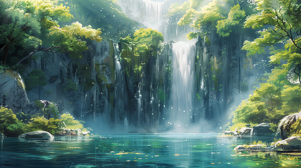 A breathtaking vista of a cascading waterfall f 1 Digital Download