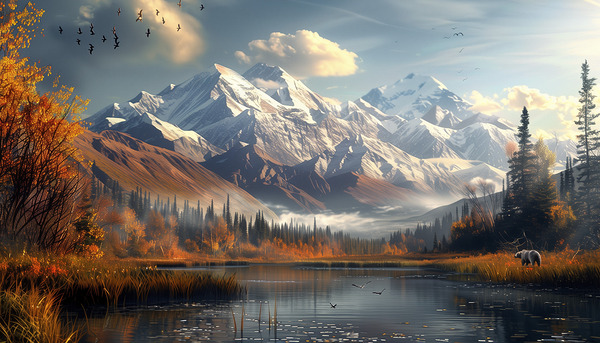 An Alaskas dreamlike Denali mountain scene with a Digital Download