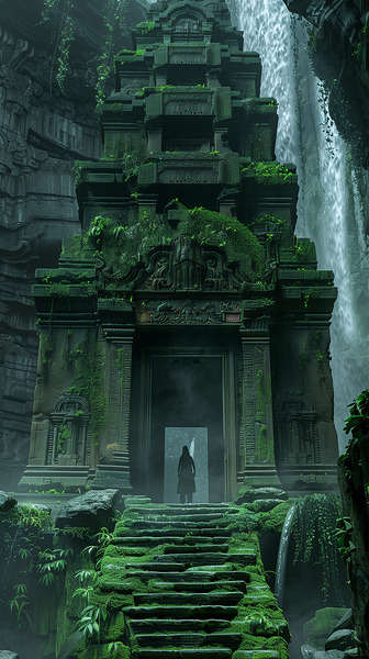 An ancient temple entrance stairs leading down  d Digital Download