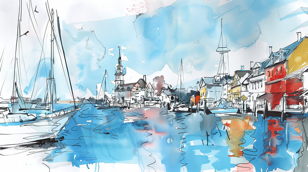 Annapolis Maryland USA  watercolor sketch in th 2 Digital Download
