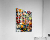 a top view of colorful table set with many diff 2 Acrylic Print