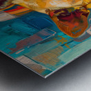 A beautiful chahuahua lying on owner in the sof 7 Metal print