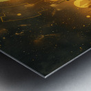 A celestial cityscape where skyscrapers and lan f Metal print