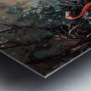 A stunning panorama of a flock of flamingos wad d Metal print