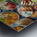 a top view of colorful table set with many diff 2 Metal print