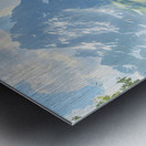 A tranquil mountain stream winds through the fo b Metal print