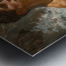 adolescent latino boy at the beach waves in the d Metal print