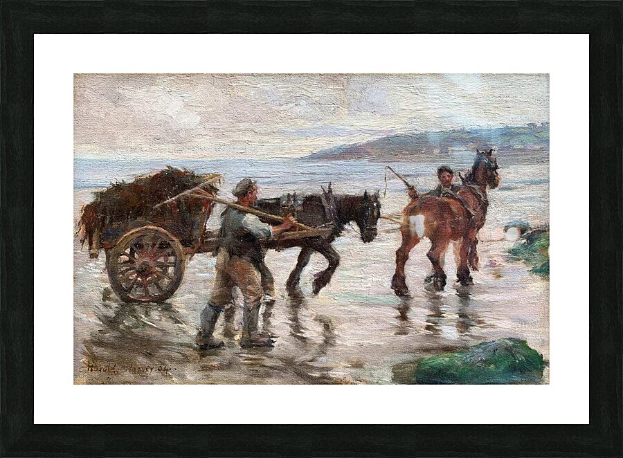 HAROLD HARVEY 1874 1941 SEAWEED GATHERERS ON NEWL Picture Frame print