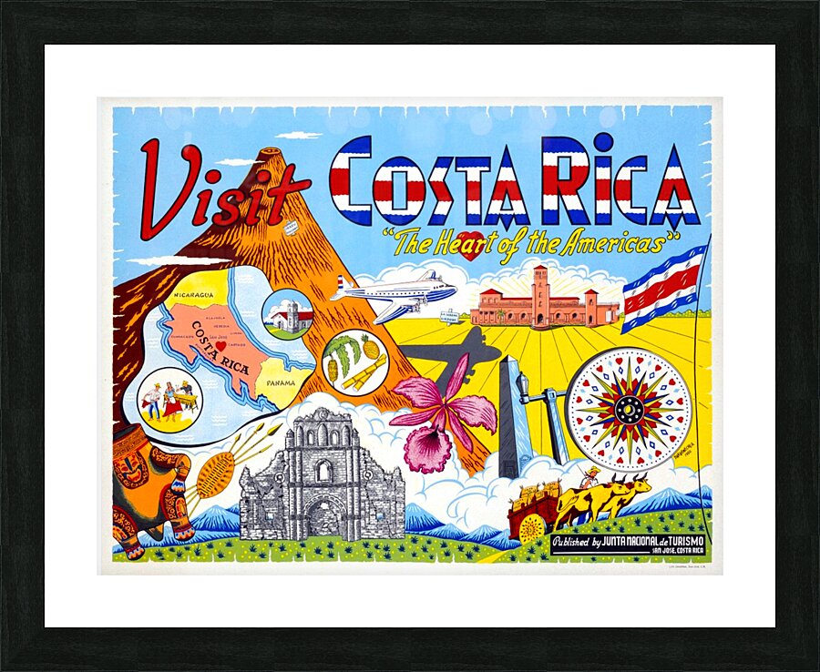 BARRENECHEA.  Visit Costa Rica The Heart of the A Picture Frame print