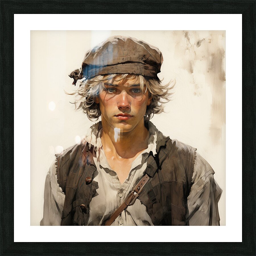 A color illustration of a young man blonde hair 5 Picture Frame print