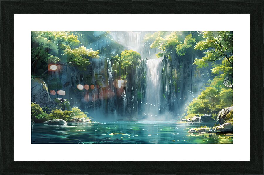 A breathtaking vista of a cascading waterfall f 1 Picture Frame print