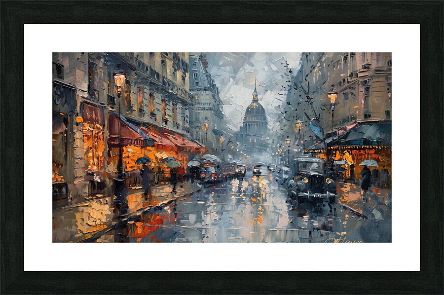 A captivating depiction of a bustling Parisian  d Picture Frame print