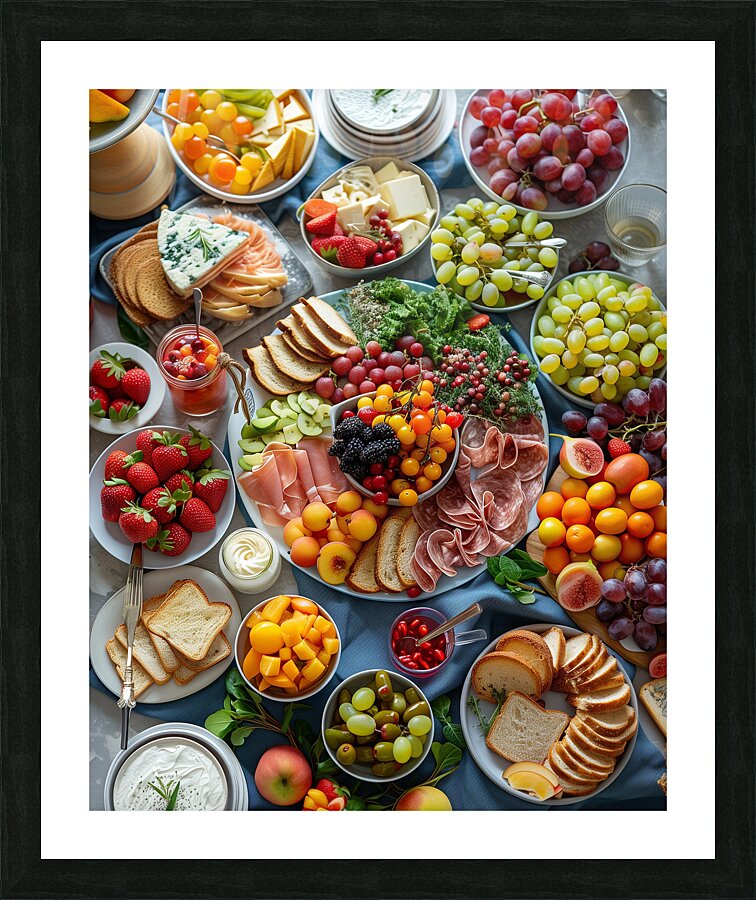 a top view of colorful table set with many diff 2 Picture Frame print