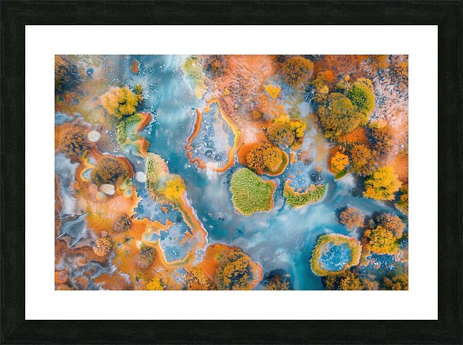 Aerial View of Multicolored autumn in wetlands  2 Picture Frame print