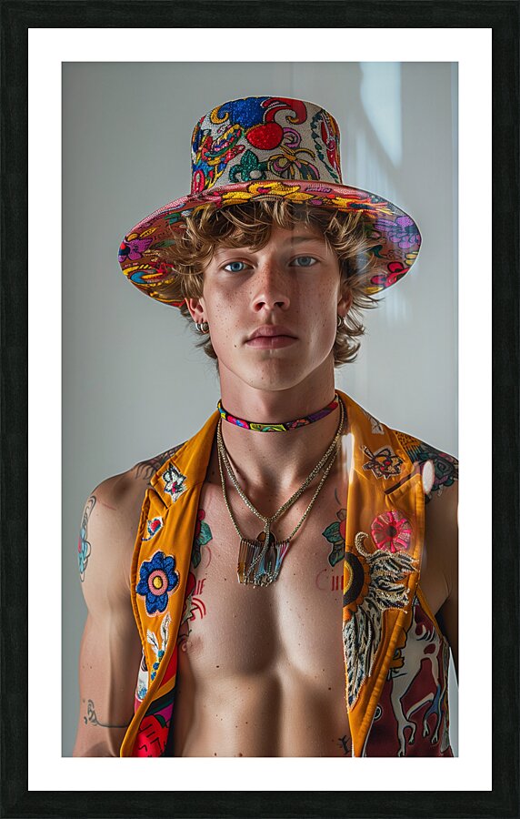 a young man in his early 20s blond hair blue ey a Picture Frame print