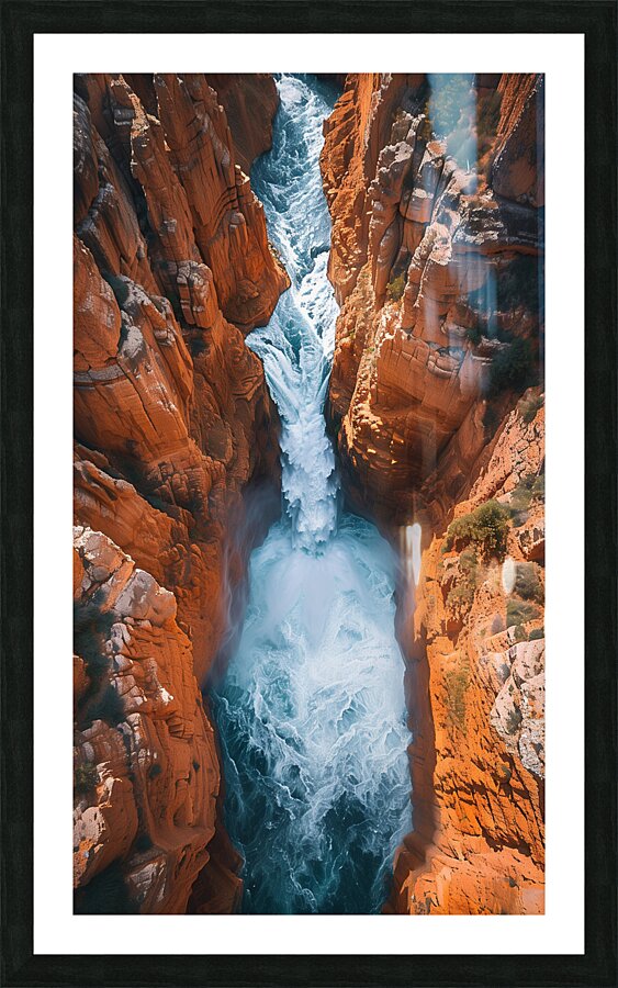Aerial view of the earths canyon with a huge wa 9 Picture Frame print