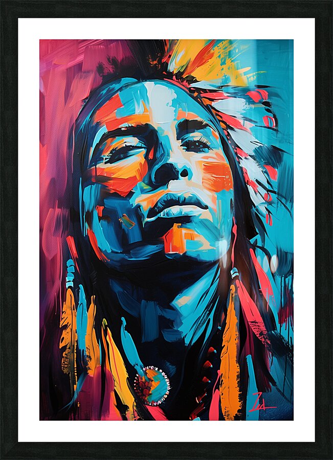 American Indian Chief  Handsome Attractive Port e Picture Frame print