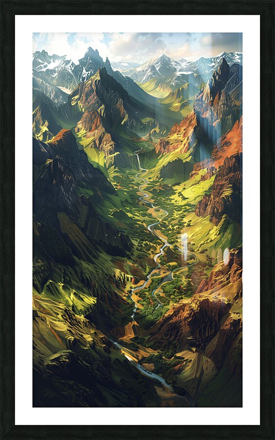 An aerial view of the majestic Icelandic landsc c Picture Frame print