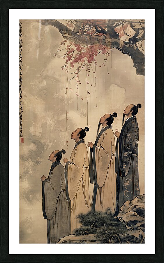 Ancient Chinese people looking up at the sky.   1 Picture Frame print