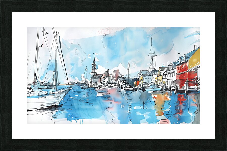 Annapolis Maryland USA  watercolor sketch in th 2 Picture Frame print
