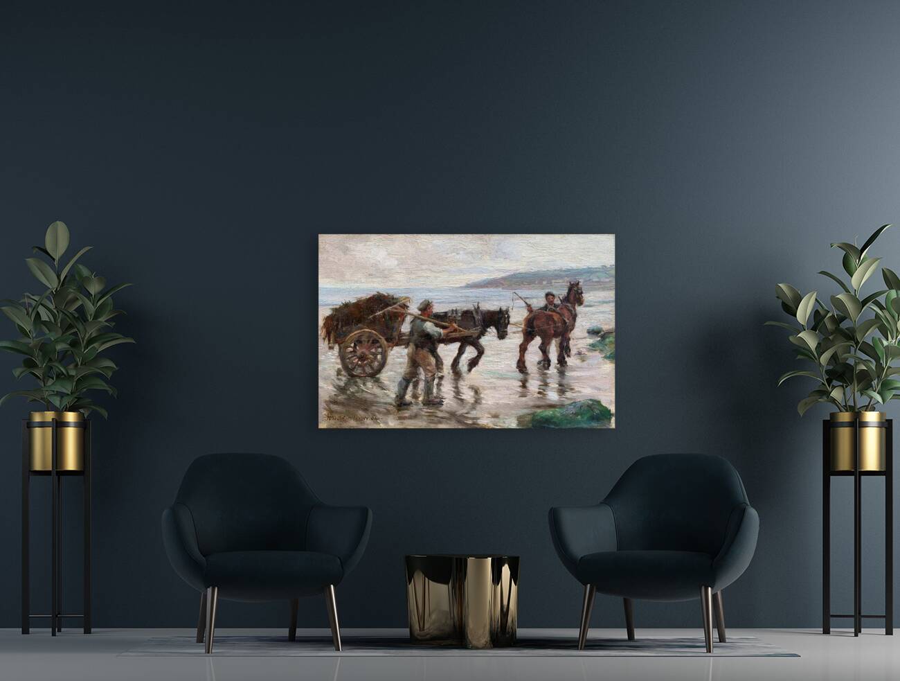 HAROLD HARVEY 1874 1941 SEAWEED GATHERERS ON NEWL Reproduction