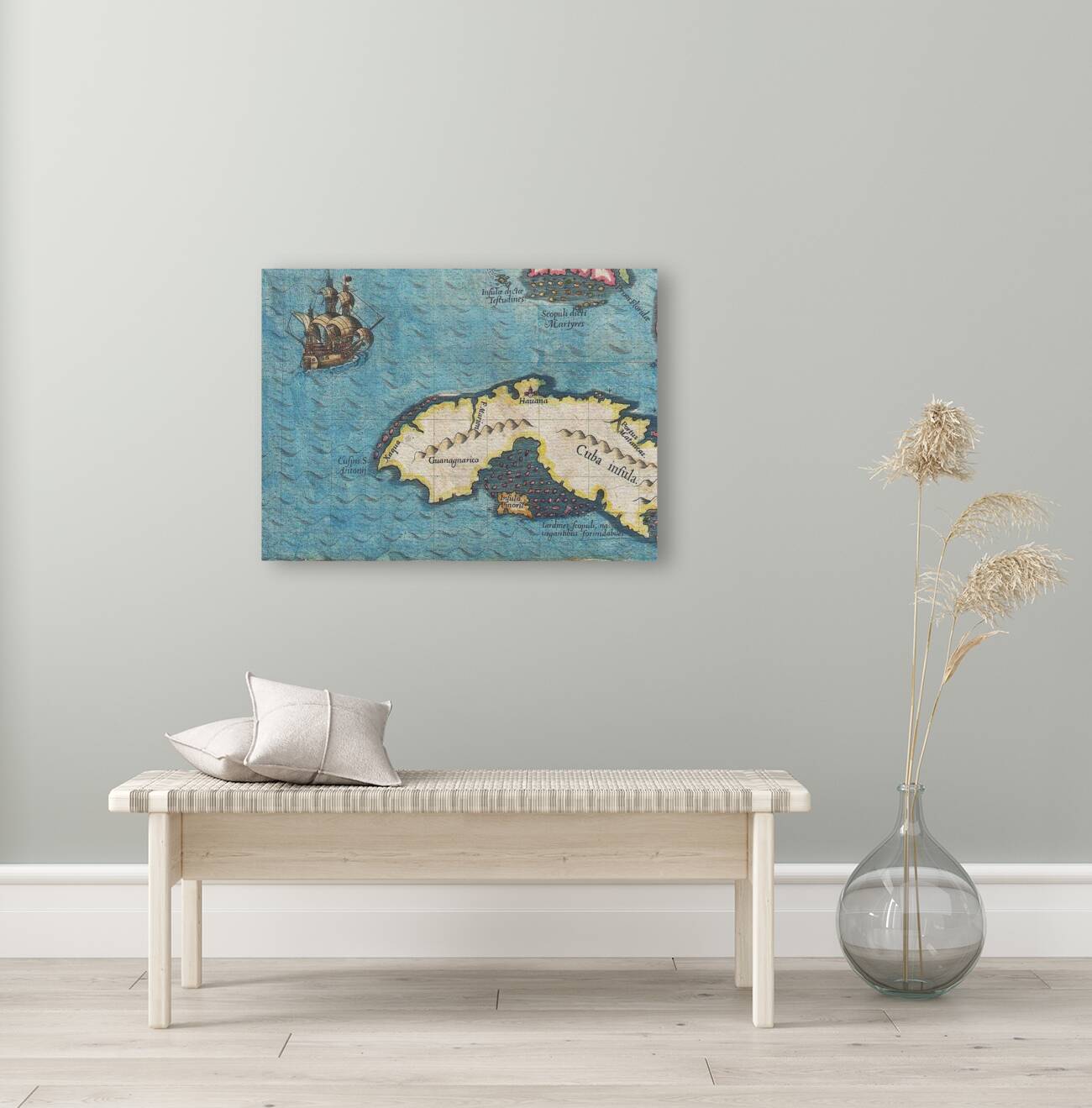 1591 De Bry and Le Moyne Map of Florida and Cuba Reproduction