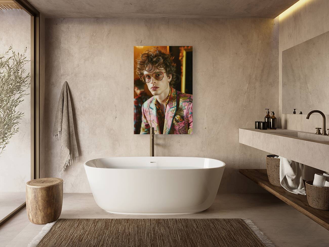 A cool MAN 90s model wearing rectangular glasse 7 Reproduction