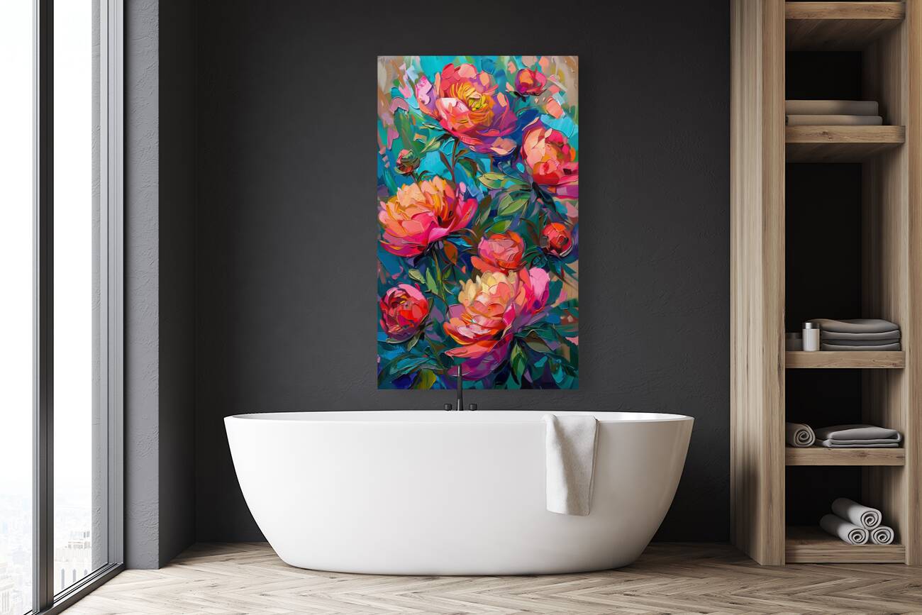 A beautiful painting of peonies in the style of f Reproduction