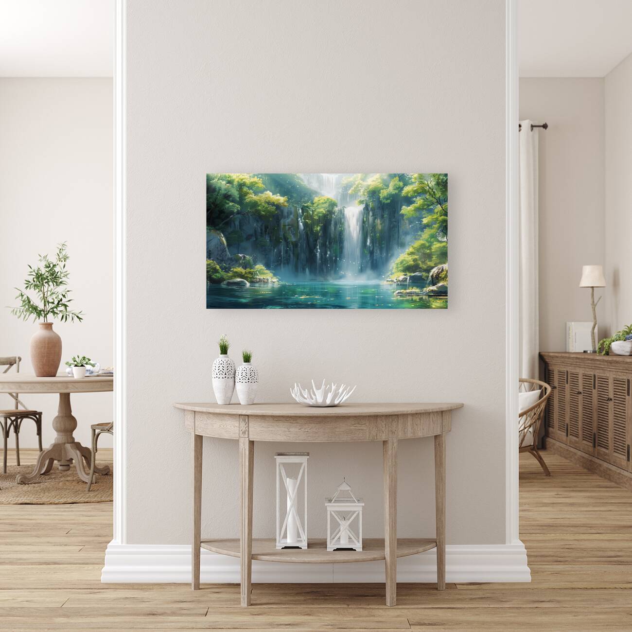 A breathtaking vista of a cascading waterfall f 1 Reproduction
